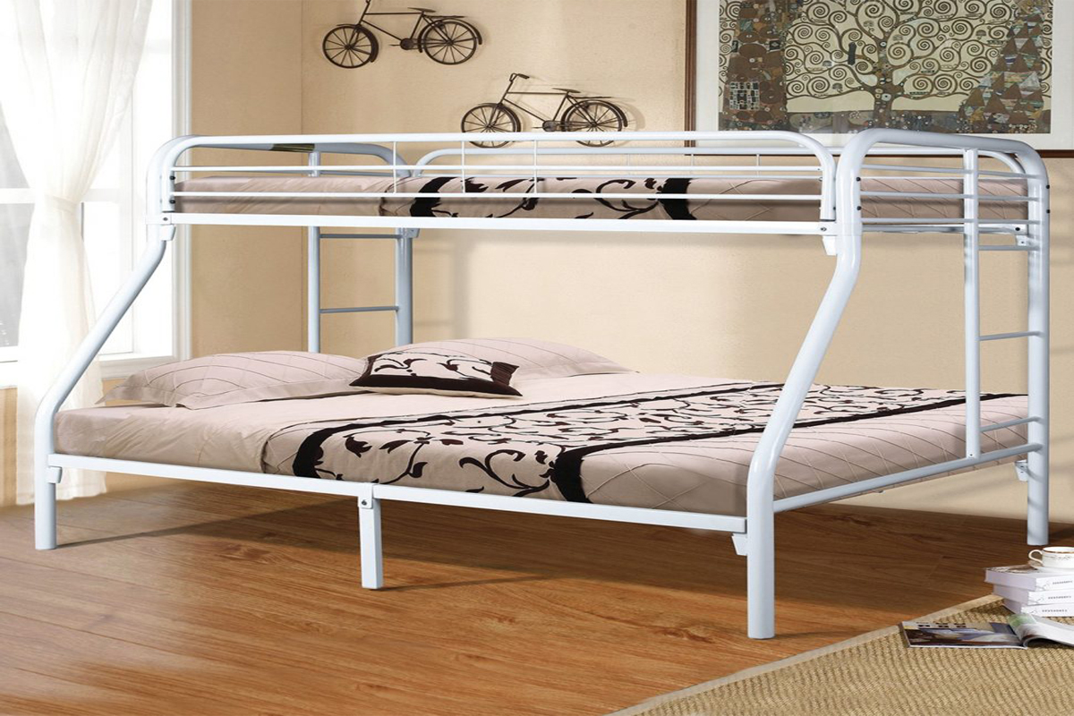 2820 Twin Double Bunk Bed White Mattress Mall